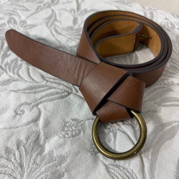 LEATHER Single Ring Belt Chestnut Brown SzM Equestrian Medieval Western Southern - Picture 1 of 6